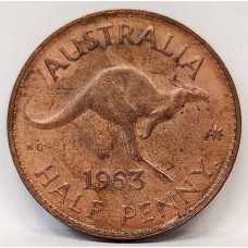 AUSTRALIA 1963 . HALF 1/2 PENNY . HIGH GRADE LUSTRE